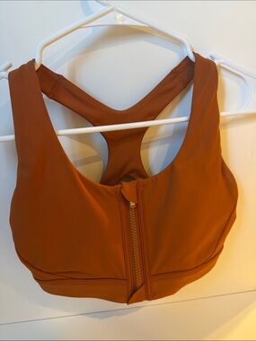 Athleta Front-Zip Racerback Sports Bra — Burnt Orange
